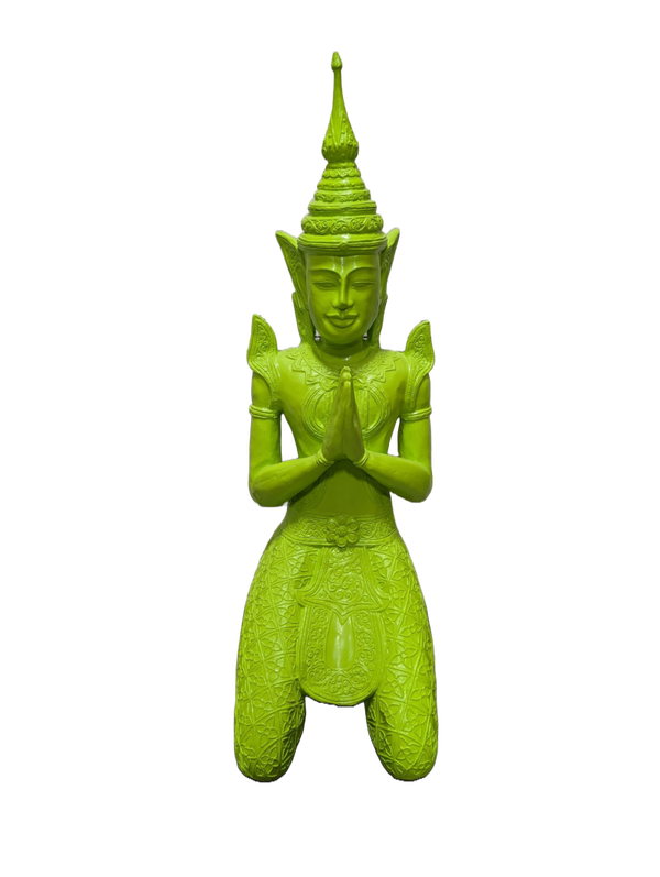 Art pop Tempelwachter geknield groen  110 cm