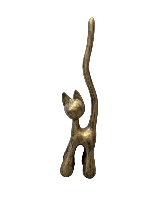 Art pop Design Kat krul staart staand glad antiek brons  120 cm