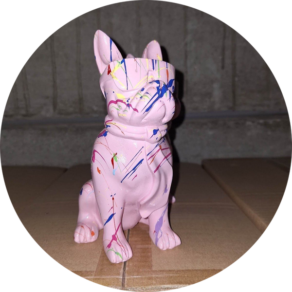 France Buldog met bril en das zit splache ass 19 cm VERP 8