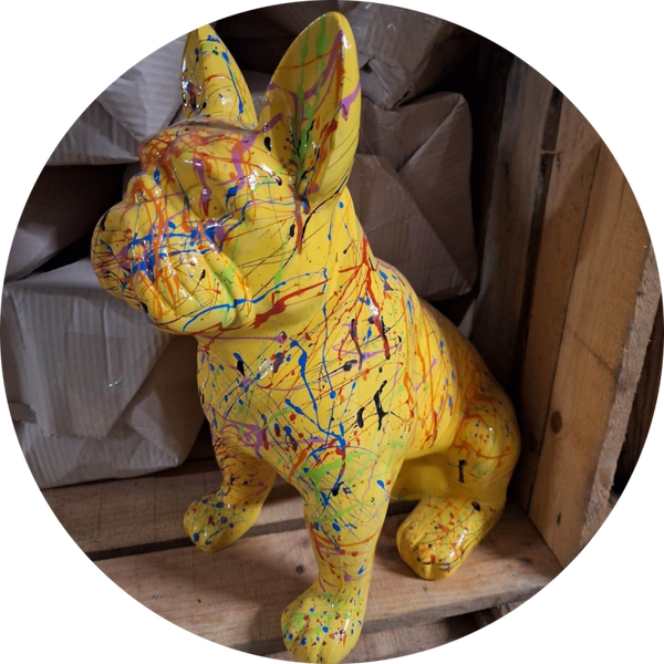 DHC49 Hond France Bulldog zit splach polyester résine 40 cm