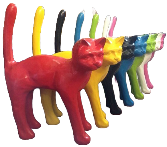 Parijse kat wit met staart in de lucht laminaat ( exstra sterk )105 cm