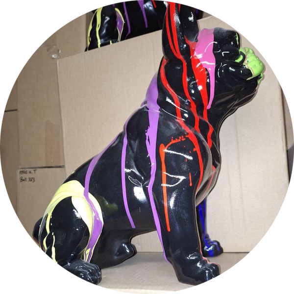 France bulldog zit zwart  multicolore 40cm