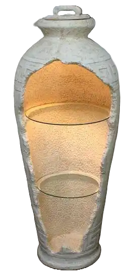 Curiosa Vaas Egypte met 2 glasblad polyester résine 165 cm