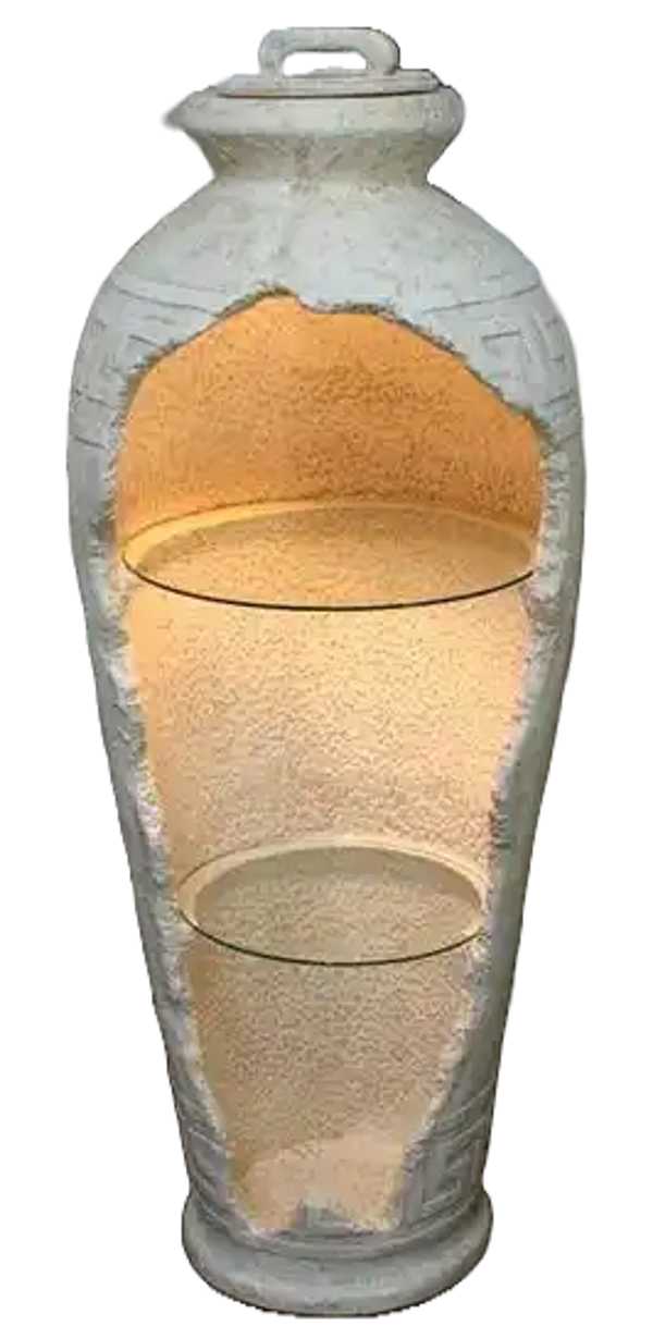 A902 Curiosa Vaas Egypte polyester résine met 2 glasblad 165 cm