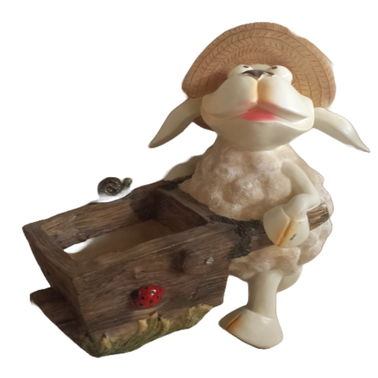 Funny schaap met kruiwagen 30 cm