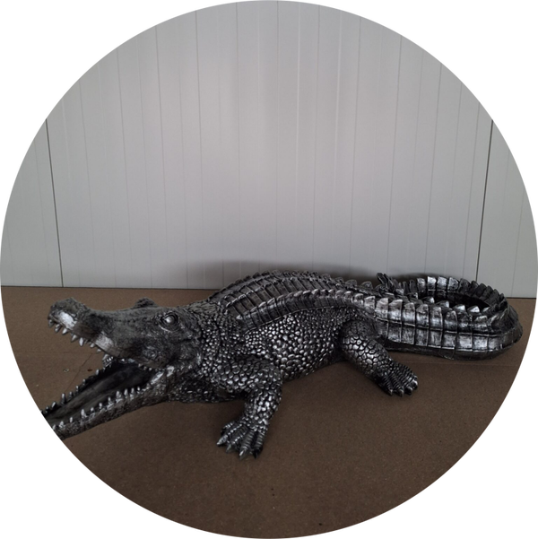 Krokodil antiek goud open muil 103 cm