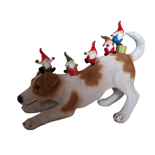jack russel hond  met kabouters 40 cm