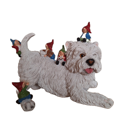 westy hond met kabouters 40 cm