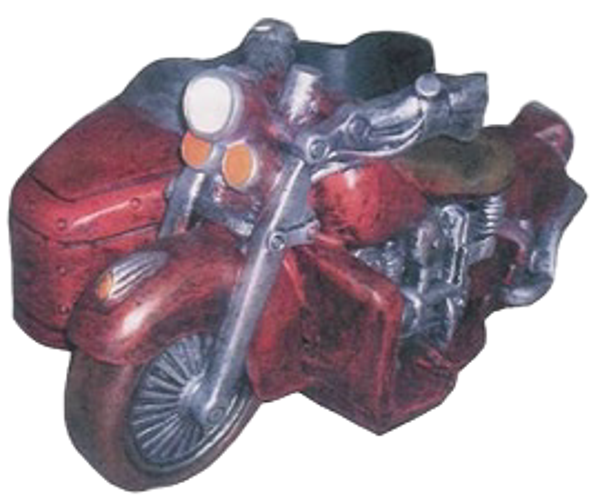 Vintage Moto curiosa met zijspan indiaan plantenbak polyester résine 00 x 50 Cm