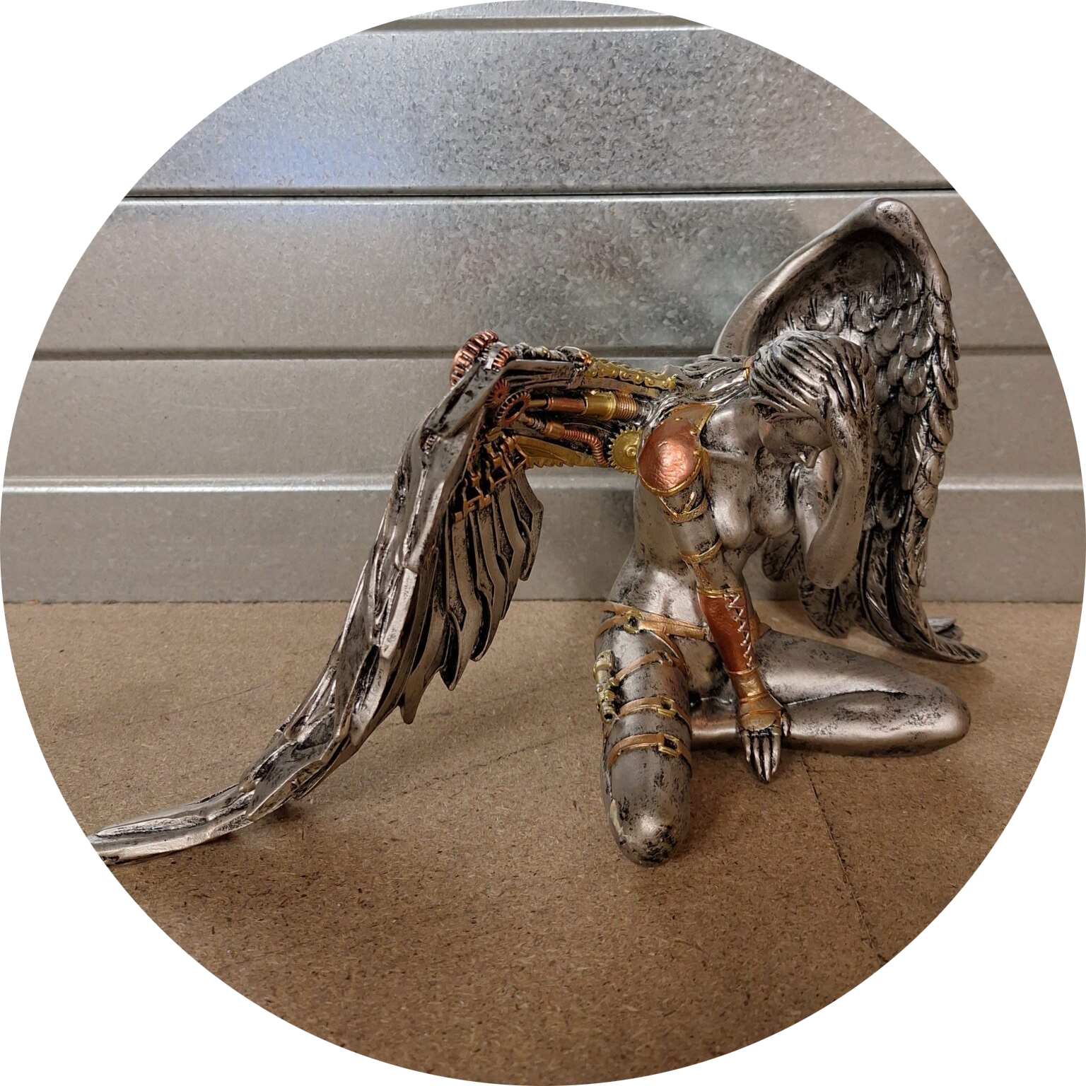 Geknielde engel steampunk 21 x 37 x  13cm VERP 4