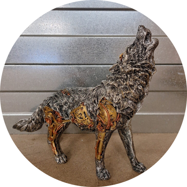 Huilende wolf steampunk 27 X 35 X 9 CM VERP 4