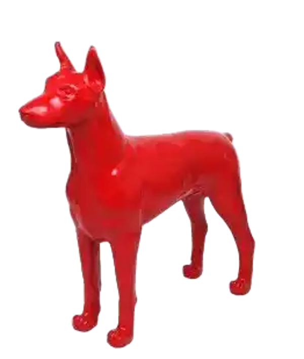 Hond dobberman rood polyester résine 100 x 110 cm