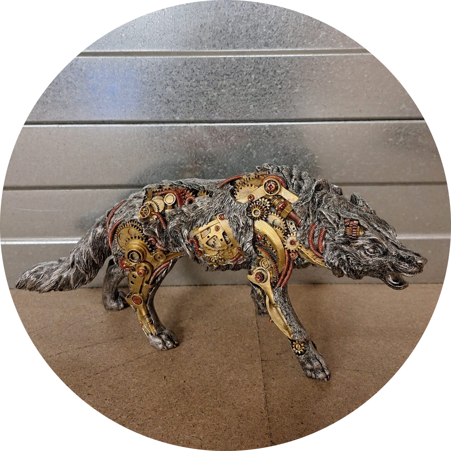 Lopende wolf steampunk 18 X 39 X 14 CM VERP 4