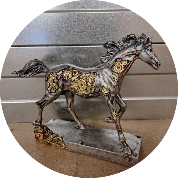 Paard op sokel steampunk 23 X 30 X 9 CM VERP 6