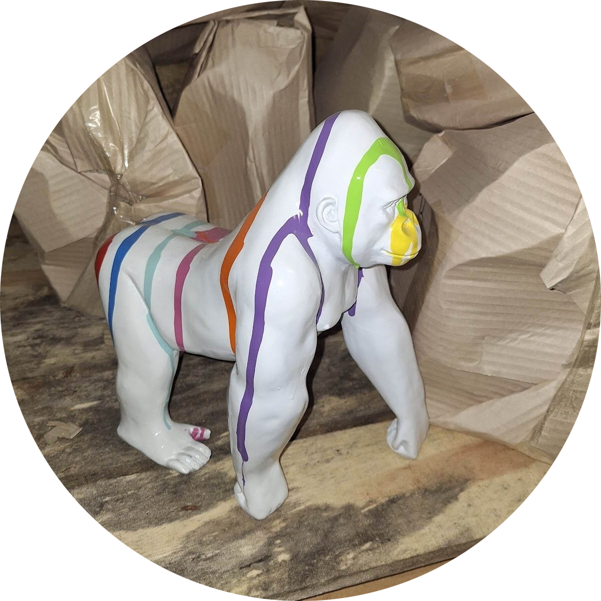 Gorilla aap lopend wit druip 30 cm