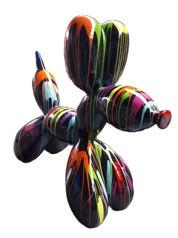 ART POP BALLON HOND ZWART OF WIT MULTICOLORE DROP 180 X 220 X 90 CM