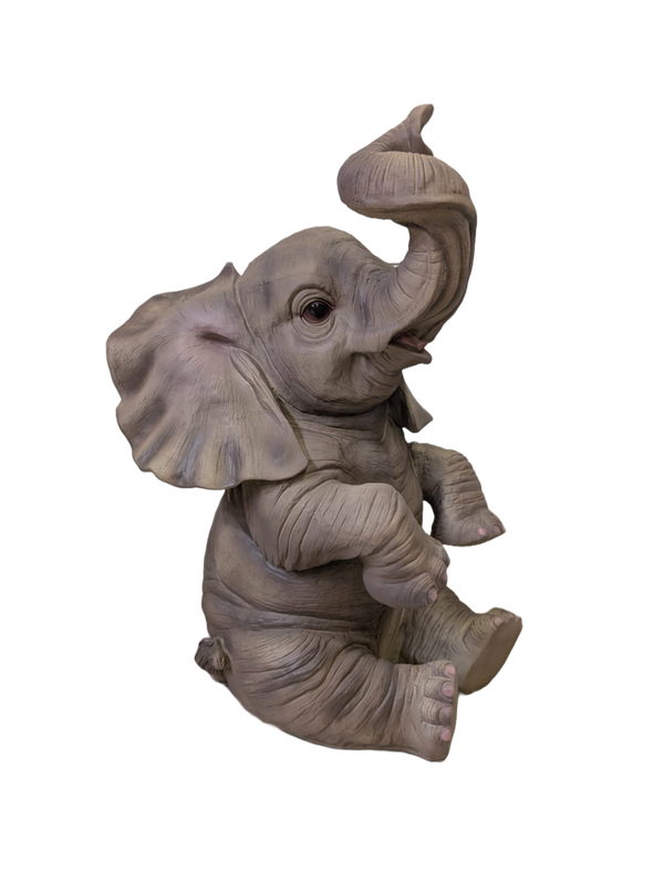 Olifant zit slurf omhoog 90 cm