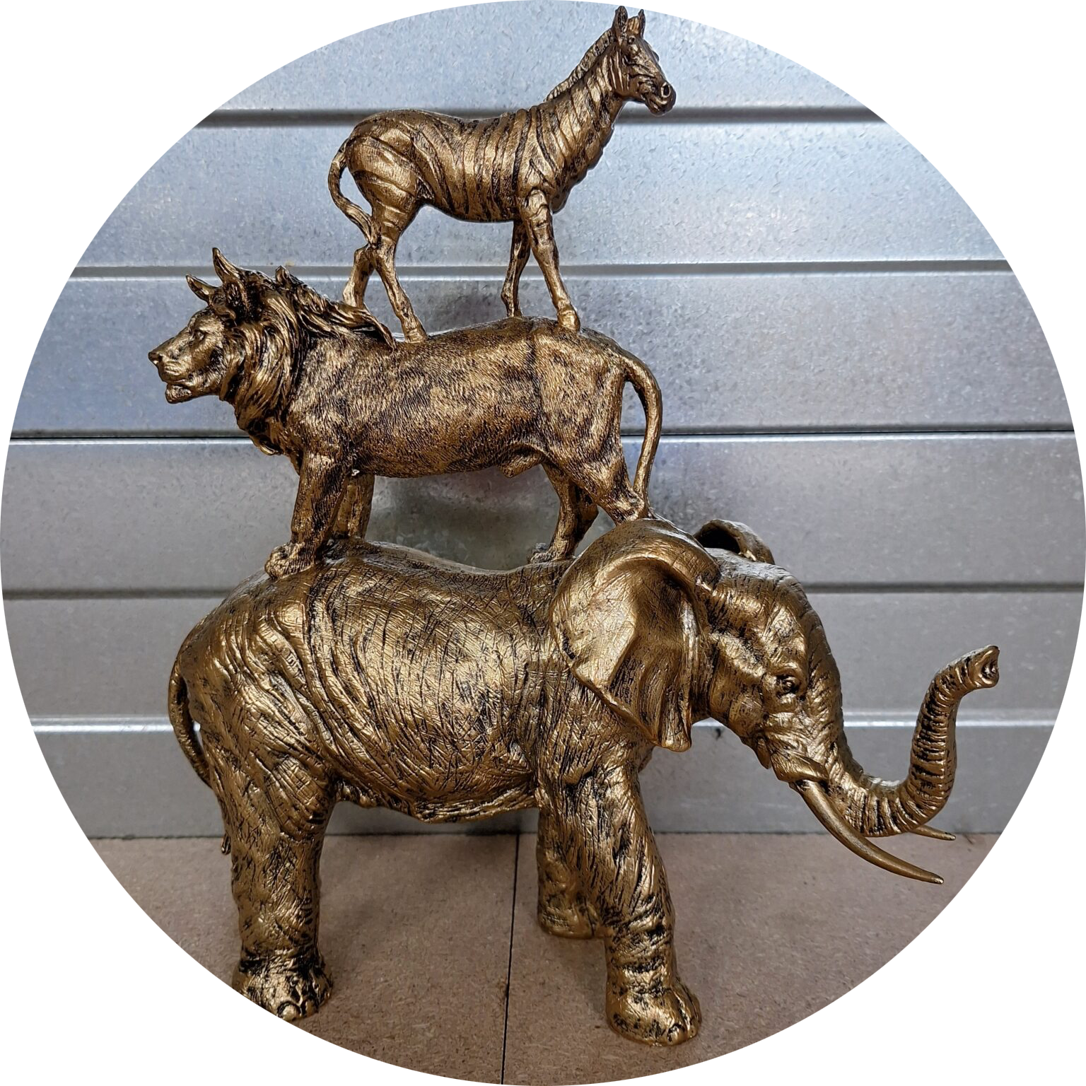 Leeuw op olifant met zebra paard 31 x  12 x 35 cm verp 4