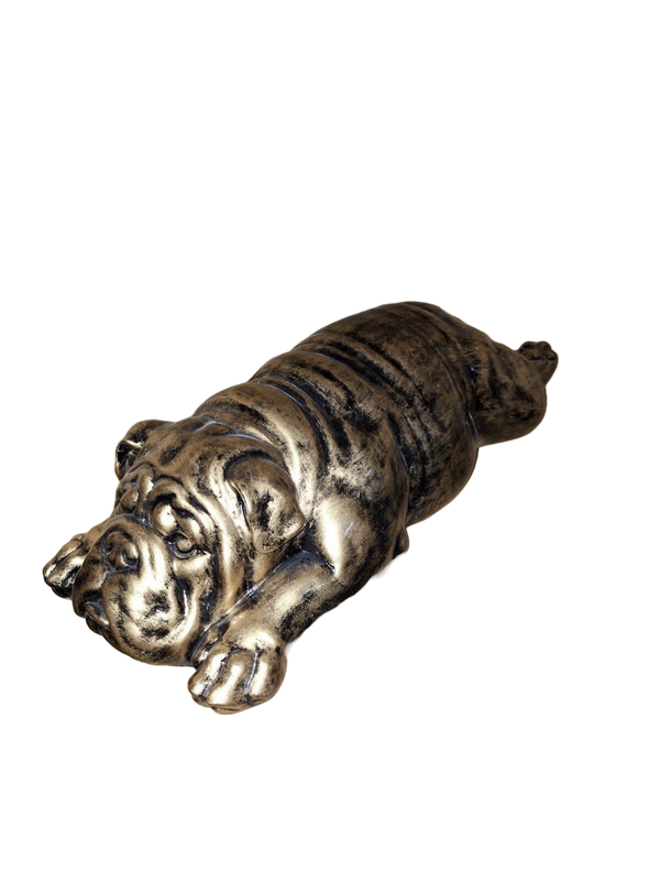 Liggende engelse buldog hond wit of zwart druip  100 cm