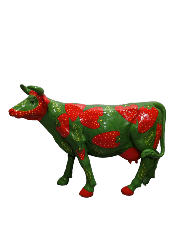 Art pop Koe levensgroot aardbeien laminaat   220 cm