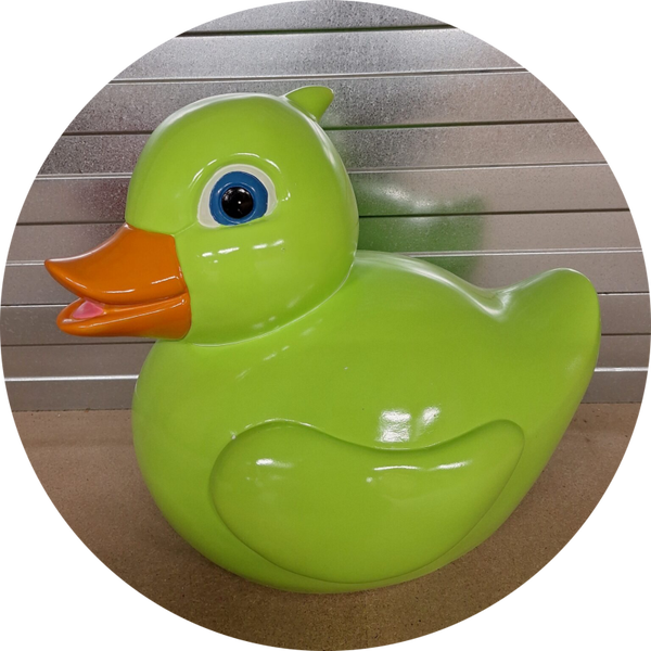 DE14 Funny badeend groen Polyester résine  60 CM