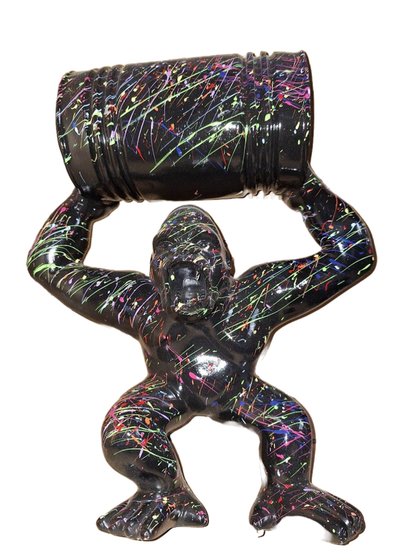 Art pop gorilla aap met ton multicolor splash 45cm