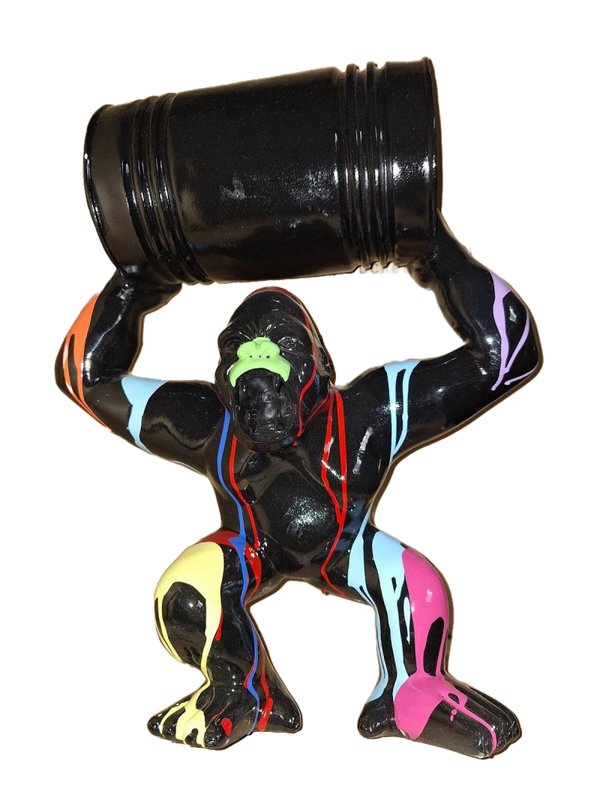 Art pop gorilla aap met ton multicolor splash 45cm
