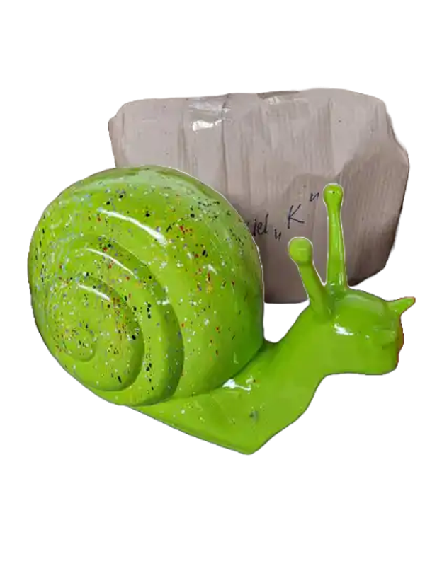 Art pop Polyester résine Slak met huis groen multicolor spin 40 cm