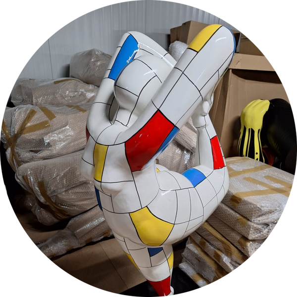 danseres op sokel mondriain resine laminaat 140 cm