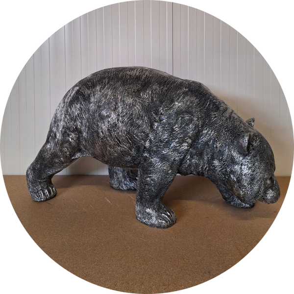 Panda zilver antiek lopend 128 x 45 x 62 cm