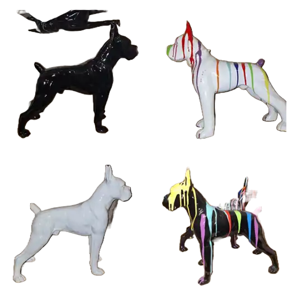 Art pop Hond France bulldog zwart multicolor drop polyester résine 50 cm