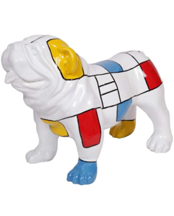 Art pop  Engelse bulldog  mondriaan multicolor polyester résine 60 x 90cm