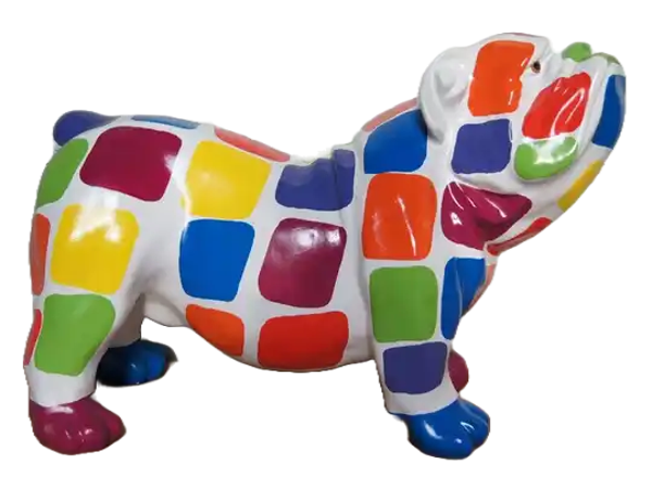 Art pop Hond Engelse buldog wit multicolor blok 30 x L62cm