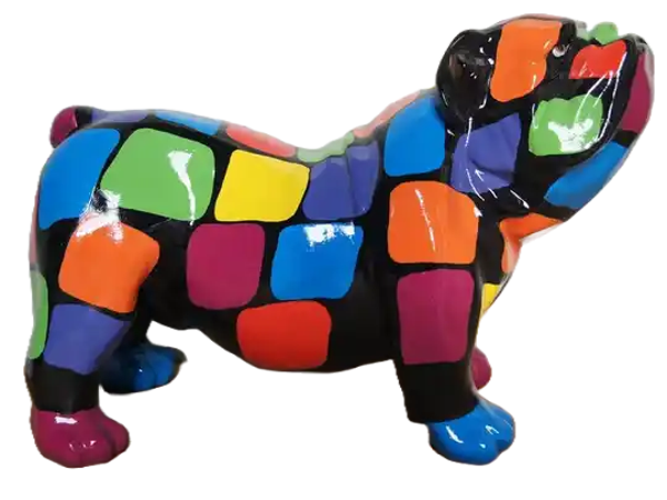 Art pop Hond Engelse buldog zwart multicolor blok 30 x 62 cm