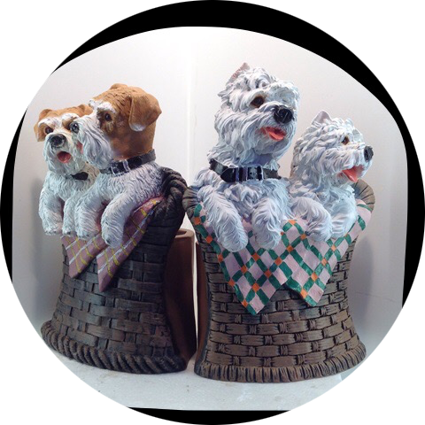 koppel hondjes met plantbak Polyester résine 35 cm