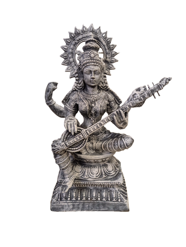 Boeddha  Sarasvati (godin) met banjo polyester résine 83 CM