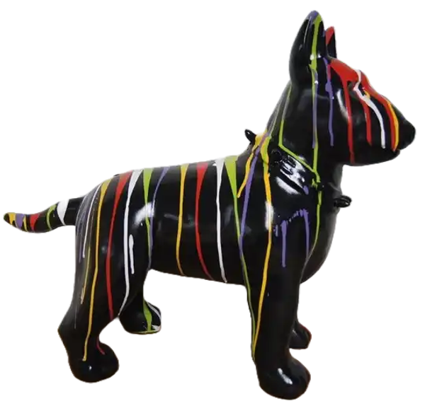 Art pop Hond Bulterrië multicolor druip polyester résine 115 cm