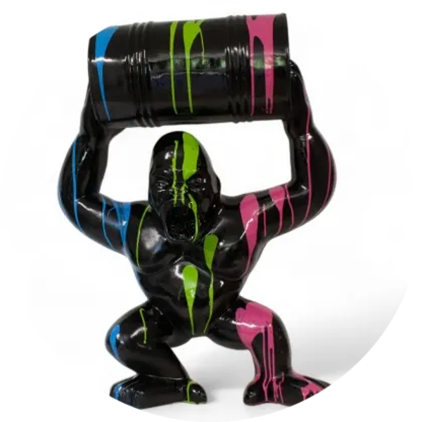 DAPT100 Jungle Gorilla aap  met ton multicolor drop  wit 100 cm