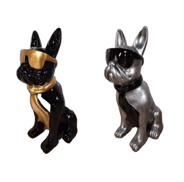France Buldog zit met bril en das  60 cm