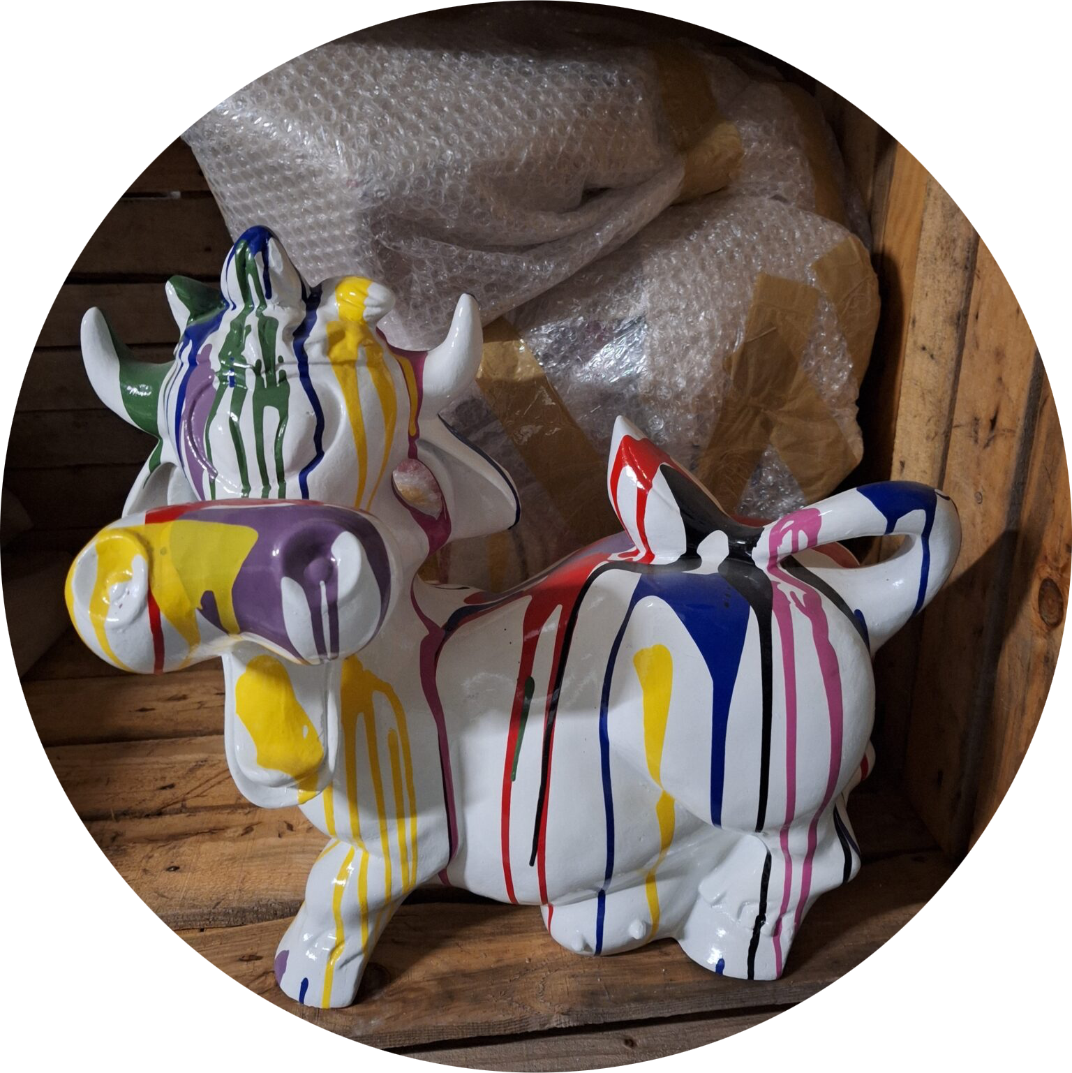 Az125 Funny  lachende koe wit multicolor 50 cm