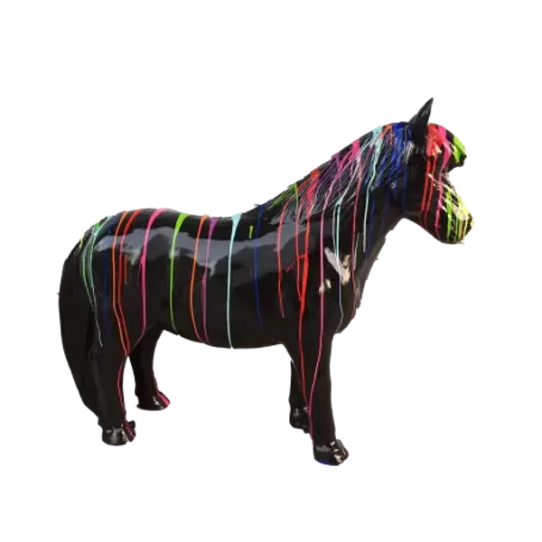 Ponny staand zwart multicolor 115  cm