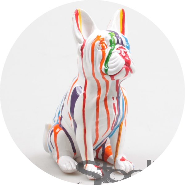 HOND FRANSE BULLDOG wit multicolor 20 CM Verp 12