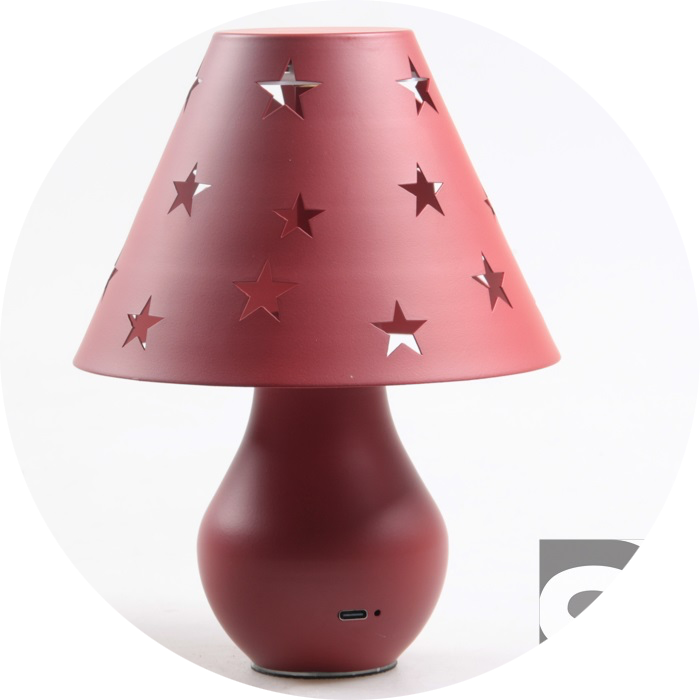Tafellamp Metal Touch Dimbaar – Sterretjes – Cranberry Velvet Red – 22×22×26 cm Verp12
