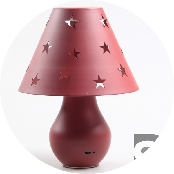 Tafellamp Metal Touch Dimbaar – Sterretjes – Cranberry Velvet Red – 22×22×26 cm Verp12