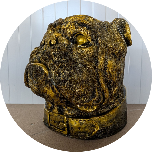 Hondenkop Engelse buldog antiek brons 30 cm