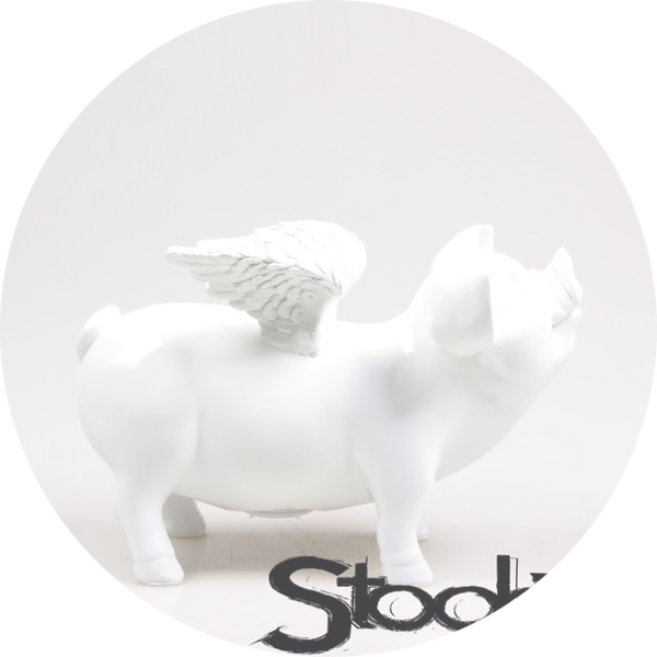 SPAARVARKENS MET VLEUGELS wit  14X25X15 CM verp 16