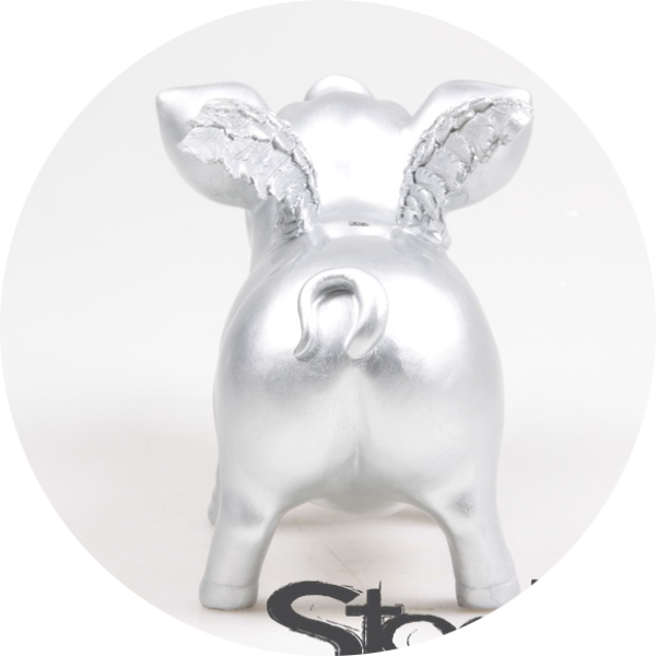 SPAARVARKENS MET VLEUGELS zilver 14X25X15 CM verp 16