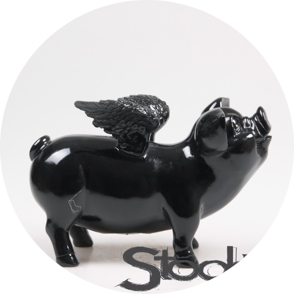 SPAARVARKENS MET VLEUGELS zwart 14X25X15 CM verp 16