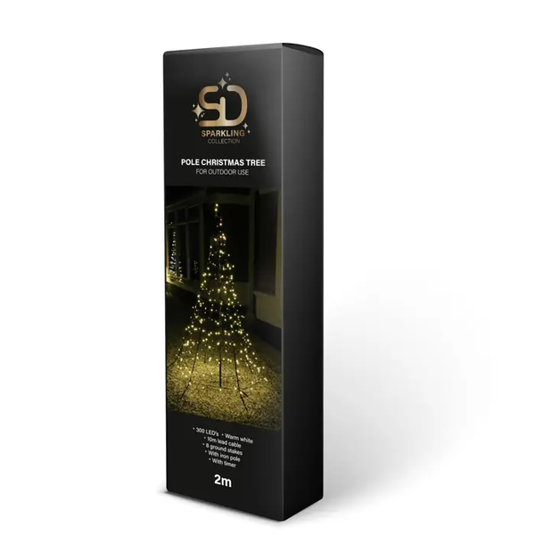 2M KERSTBOOM VLOER 200 LED WARM WIT (INCL. BODEMKRUIS) Verp 12