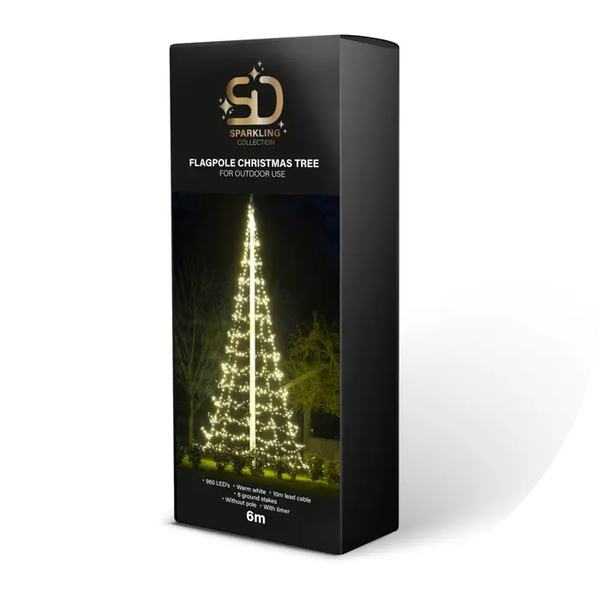 6M VLAGGENMAST KERSTBOOM 960 LED WARM WIT (EXCL. MAST) Verp 8